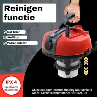 Industriële stofzuiger, nat- en droogzuiger met krachtige 3300 W, geïntegreerd stopcontact, blaasfunctie en 30 liter tank