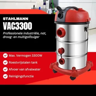 Industriële stofzuiger, nat- en droogzuiger met krachtige 3300 W, geïntegreerd stopcontact, blaasfunctie en 30 liter tank