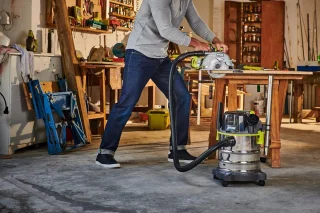 Ryobi 18 V ONE+ snoerloze nat- en droogzuiger R18WDV-0, 82 AW zuigkracht, 18 L reservoir, zonder accu en lader