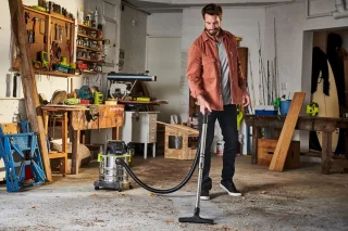 Ryobi 18 V ONE+ snoerloze nat- en droogzuiger R18WDV-0, 82 AW zuigkracht, 18 L reservoir, zonder accu en lader