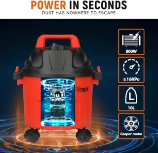 800 W nat- en droogzuiger met 10 liter capaciteit voor efficiënt reinigen
