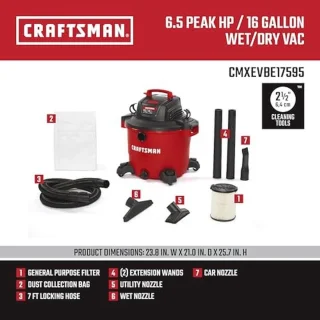 16-gallon werkplaats nat-droog stofzuiger