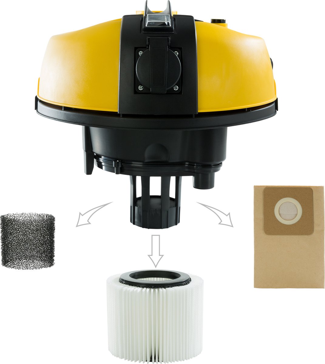AREBOS Industriële stofzuiger 30L 1300W geel