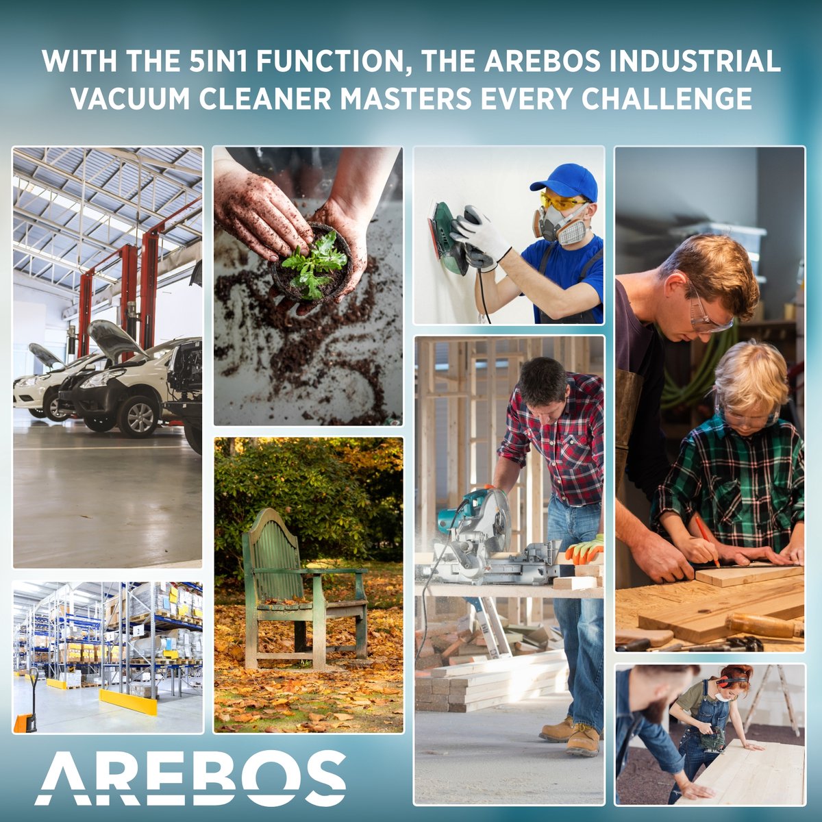 AREBOS Industriële stofzuiger 30L 1300W geel