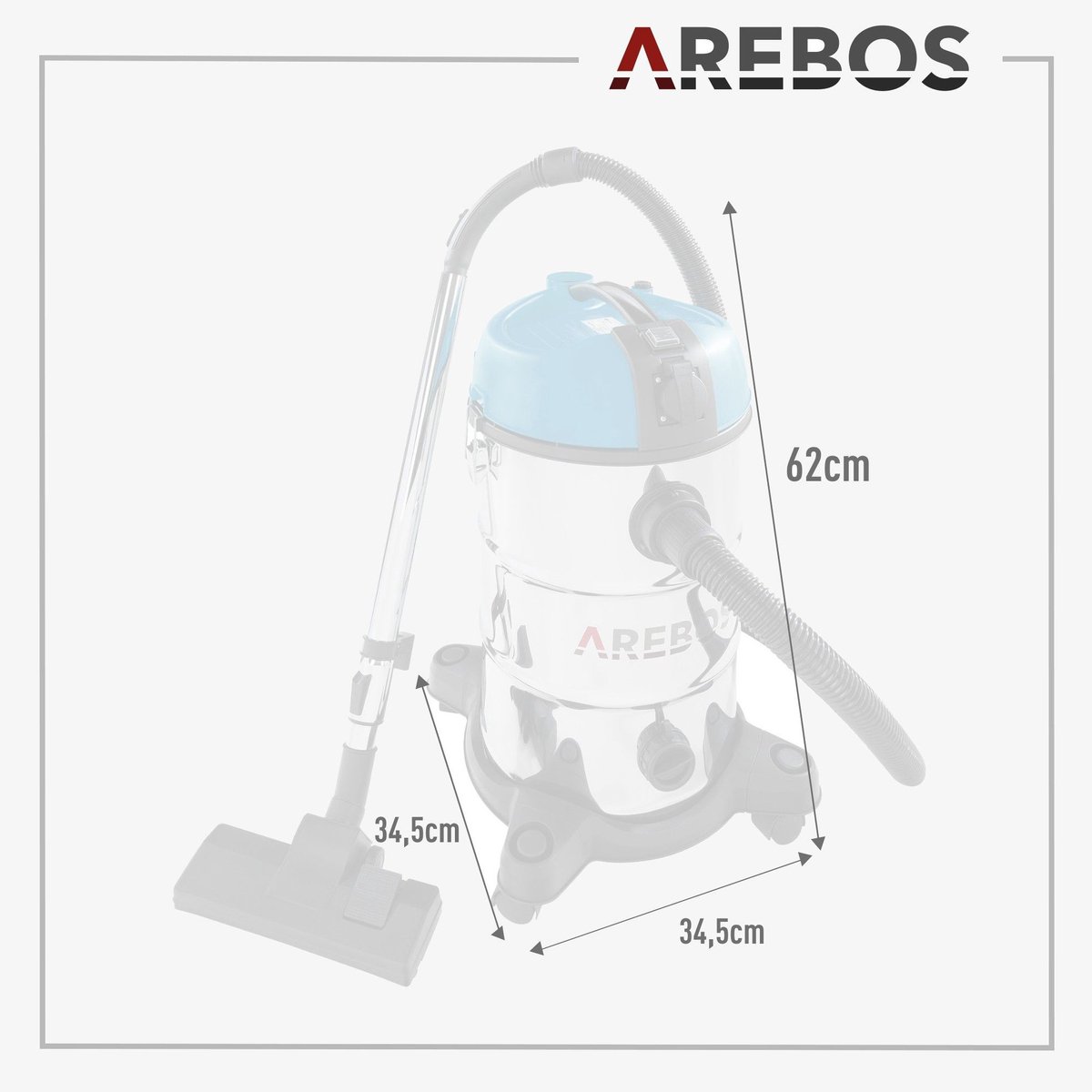 AREBOS Industriële stofzuiger 30L 1300W geel