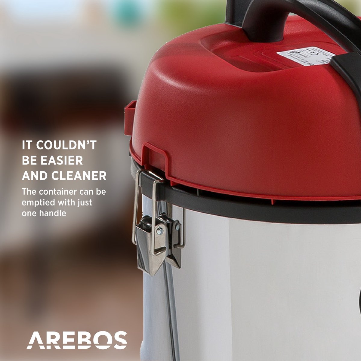 AREBOS Stofzuiger 1800W 30L Zonder Zak en Met Zak