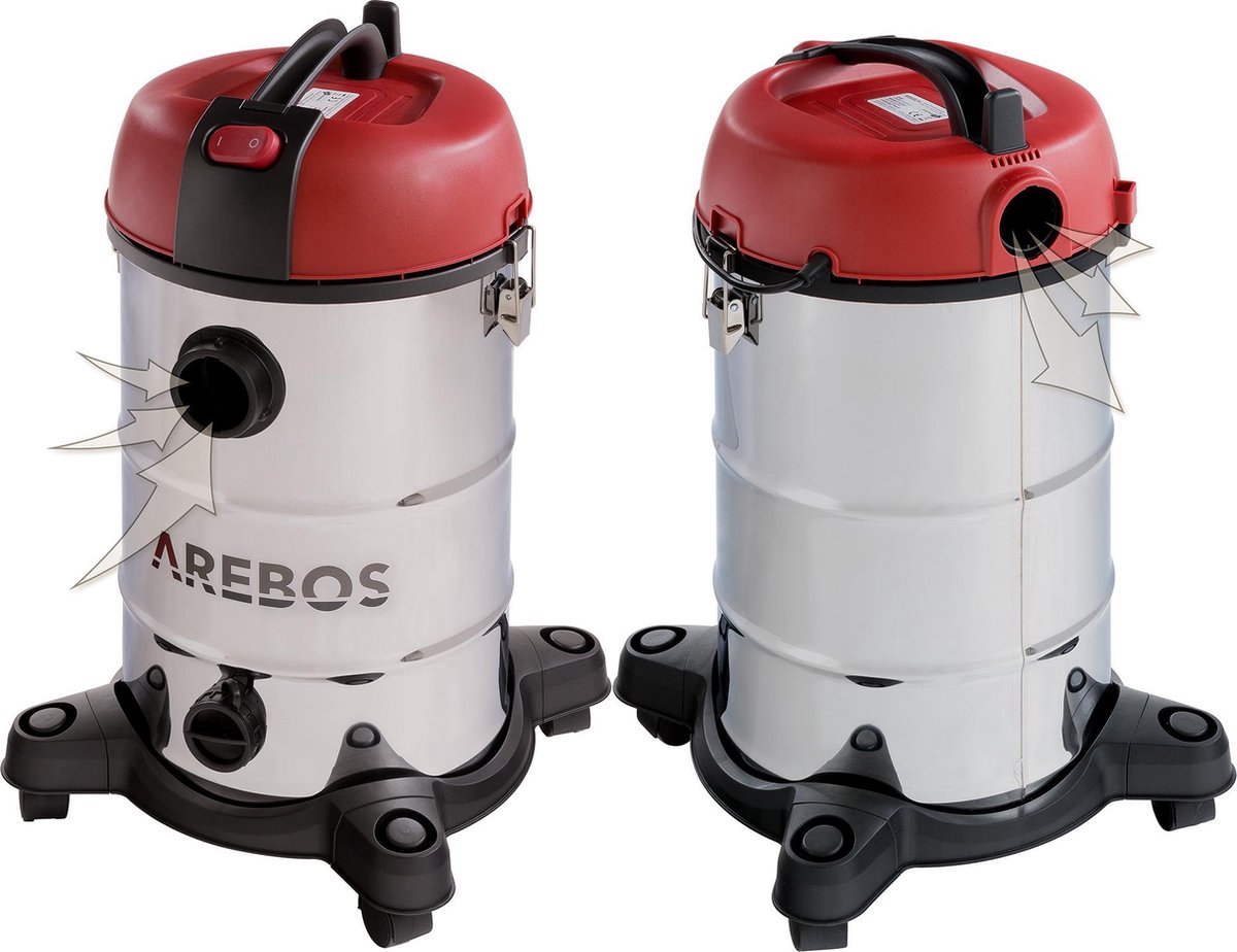 AREBOS Stofzuiger 1800W 30L Zonder Zak en Met Zak