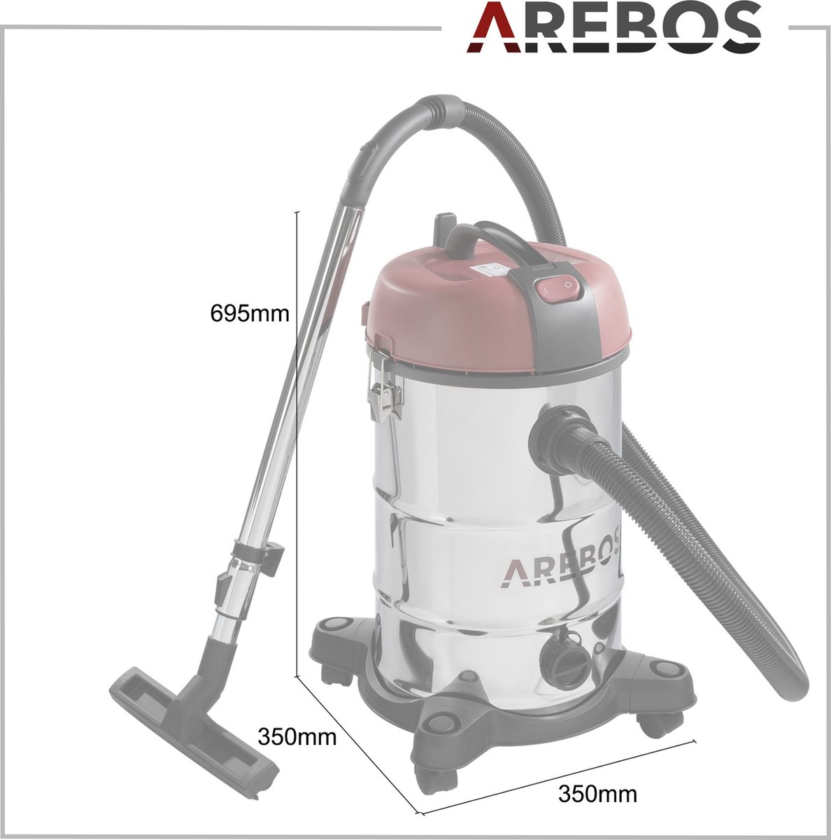 AREBOS Stofzuiger 1800W 30L Zonder Zak en Met Zak