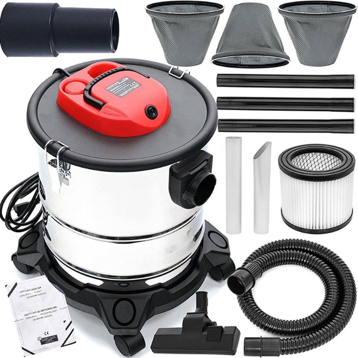 Aszuiger 2000W 20L RVS Tank Op Wieltjes Complete Set