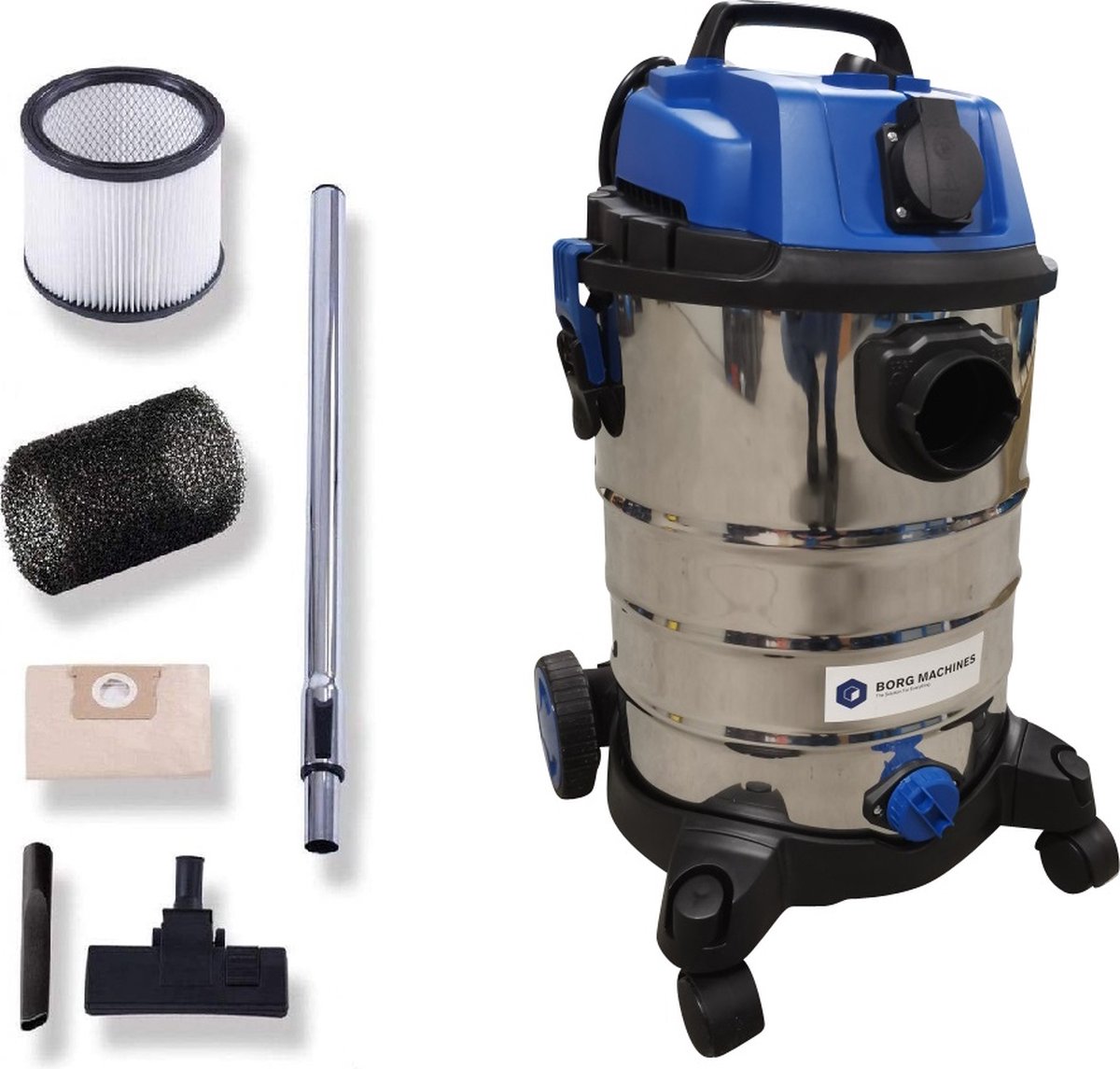 Borg Premium Alleszuiger Bouwstofzuiger Nat en Droog 1600W 30L