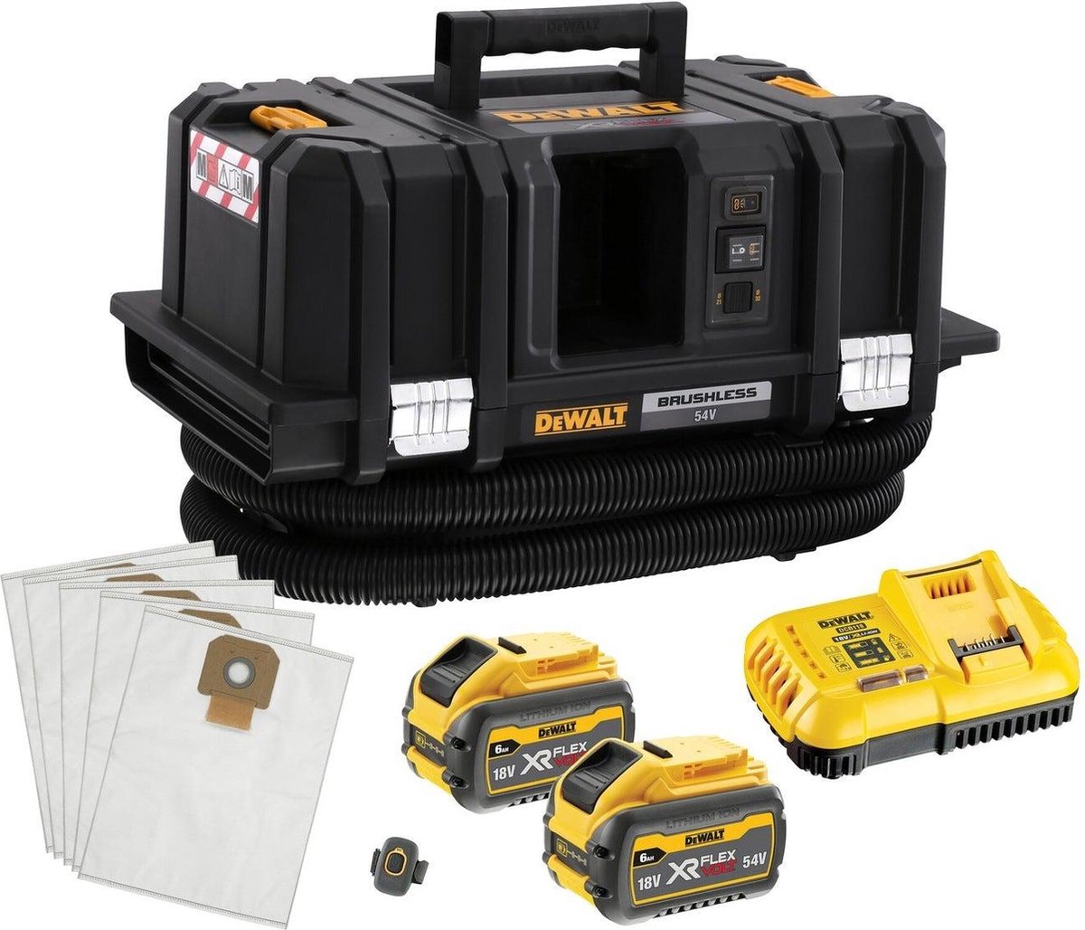 De DeWALT DCV586MT2 54V XR FlexVolt Nat- en Droogstofzuiger in één oogopslag