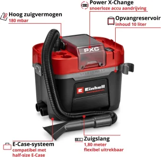Wat vinden we goed aan de Einhell Accu Nat-/Droogzuiger TP-VC 18/10 Li BL L Solo