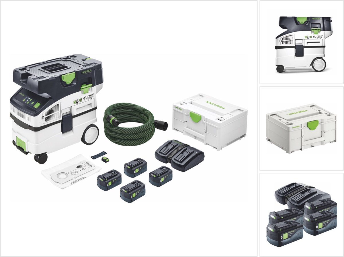 De Festool CTMC MIDI I-Plus Accustofzuiger 2x18V 5.0Ah 577672 in één oogopslag