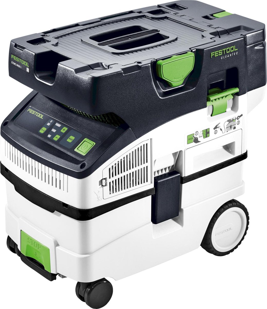 Wat vinden we goed aan de Festool CTMC MIDI I-Plus Accustofzuiger 2x18V 5.0Ah 577672
