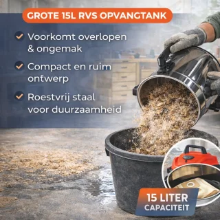 Wat vinden we goed aan de Industriële nat- en droogzuiger 15 liter