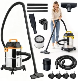 Industriële stofzuiger met stofreservoir, 15 liter, zilver en zwart