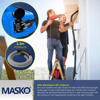 MASKO® Alleszuiger 6IN1 Nat- en Droogzuiger 2300W 30L Blauw