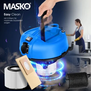 MASKO® Alleszuiger 6IN1 Nat- en Droogzuiger 2300W 30L Blauw
