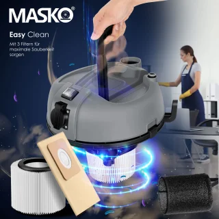 MASKO® Alleszuiger 6IN1 Nat- en Droogzuiger 2300W 30L Grijs