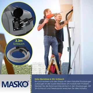 MASKO® Alleszuiger 6IN1 Nat- en Droogzuiger 2300W 30L Grijs