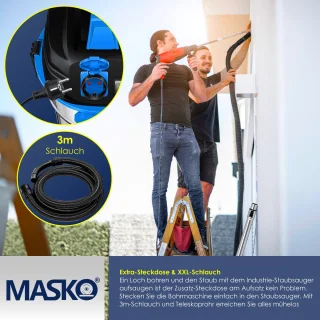 MASKO Alleszuiger Nat- en Droogzuiger 1800W 30L Blauw