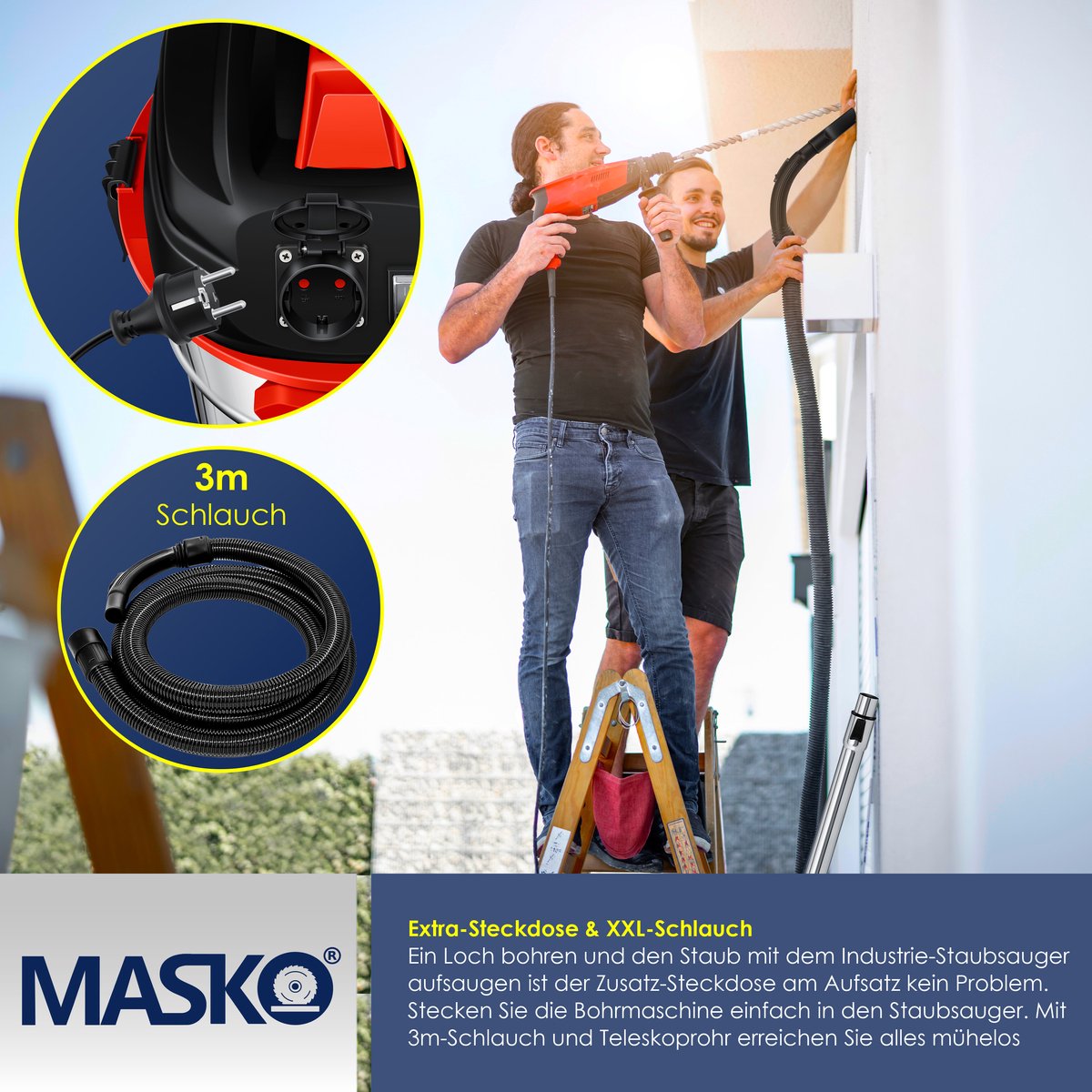 MASKO Alleszuiger Nat- en Droogzuiger 1800W 30L Rood