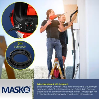 MASKO Alleszuiger Nat- en Droogzuiger 1800W 30L Rood