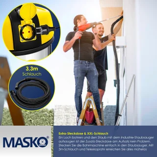 MASKO industriële nat-droog stofzuiger 2300W roestvrij staal geel