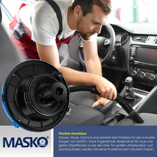 MASKO industriële stofzuiger nat-droog 2300W roestvrij staal blauw/grijs