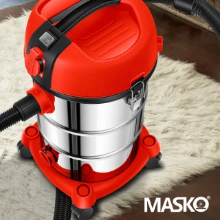 MASKO® industriële stofzuiger nat-droog 2300W roestvrij staal rood