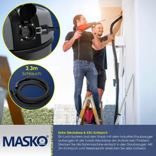 MASKO industriële stofzuiger nat-droog 2300W roestvrij staal