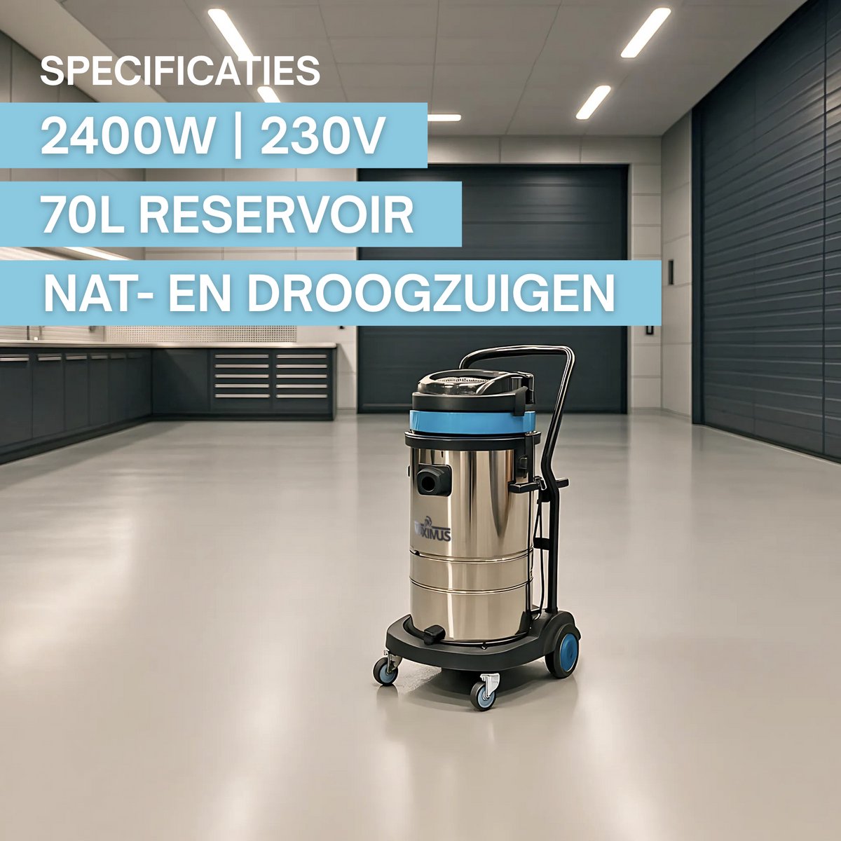 Maximus Bouwstofzuiger 70L Nat en Droog 2400W 230V