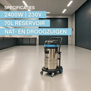 Maximus Bouwstofzuiger 70L Nat en Droog 2400W 230V