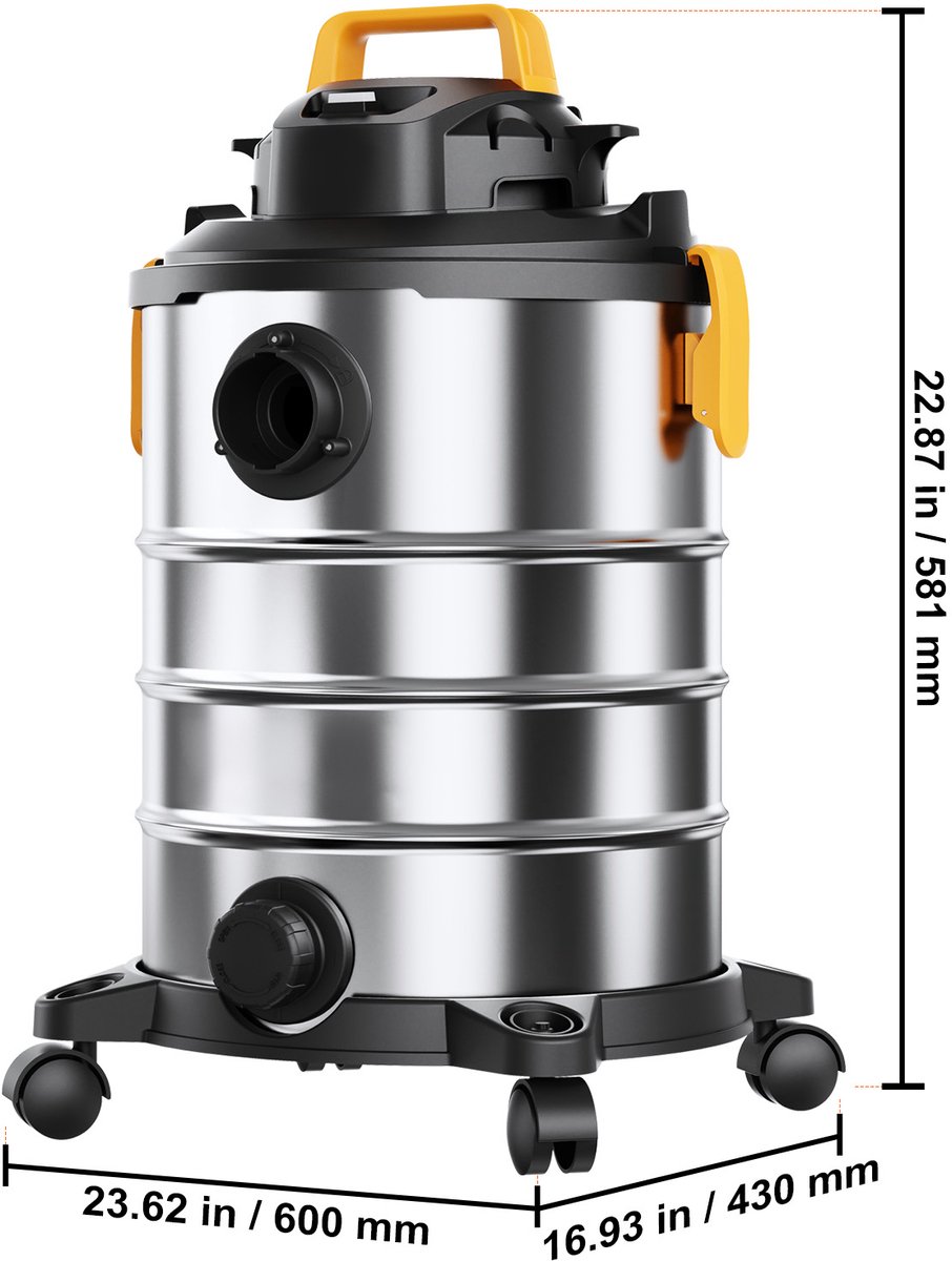 Nat/droogzuiger 30L 6PK RVS zilver/zwart