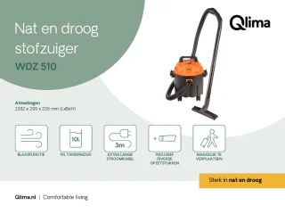 Qlima WDZ 510 Nat- en Droogzuiger 10L 1000W
