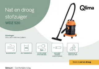 Qlima WDZ 520 Nat- en Droogzuiger 20L 1200W