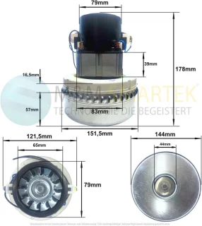 Universele stofzuigermotor voor reinigingsmachine