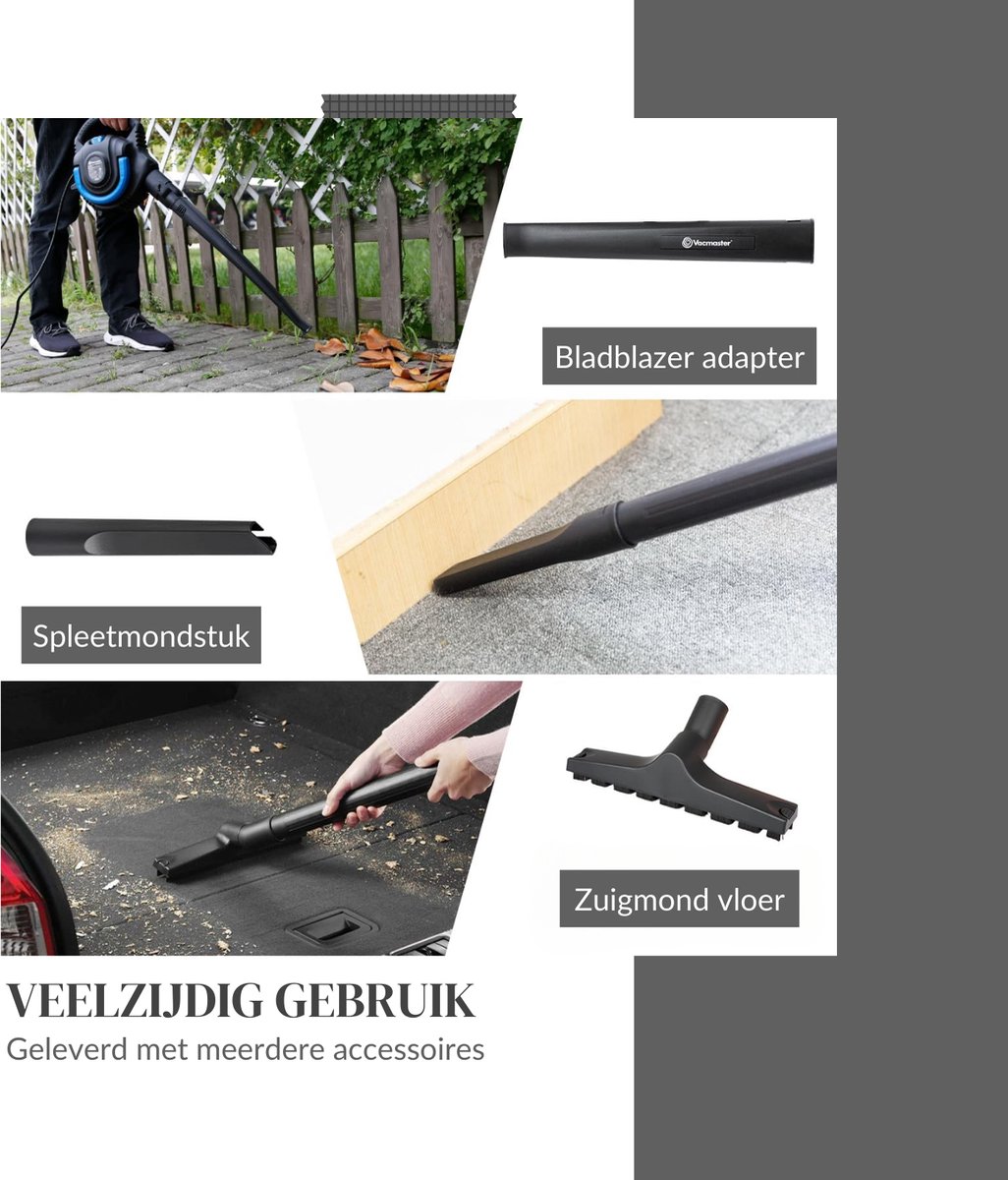 Vacmaster VQ1220PFC-03 Nat- en Droogstofzuiger 23L 1200W