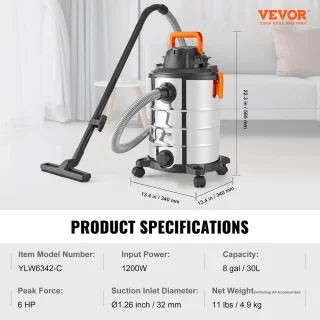 VEVOR Industriële Nat-/Droogzuiger