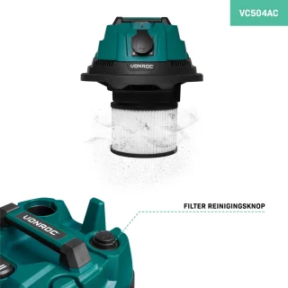 VONROC Nat- en droogzuiger 1400W 20L RVS