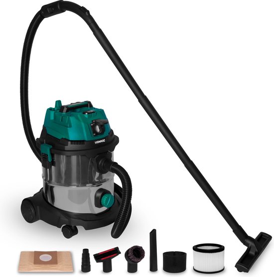 VONROC Nat- en droogzuiger 1400W 20L RVS