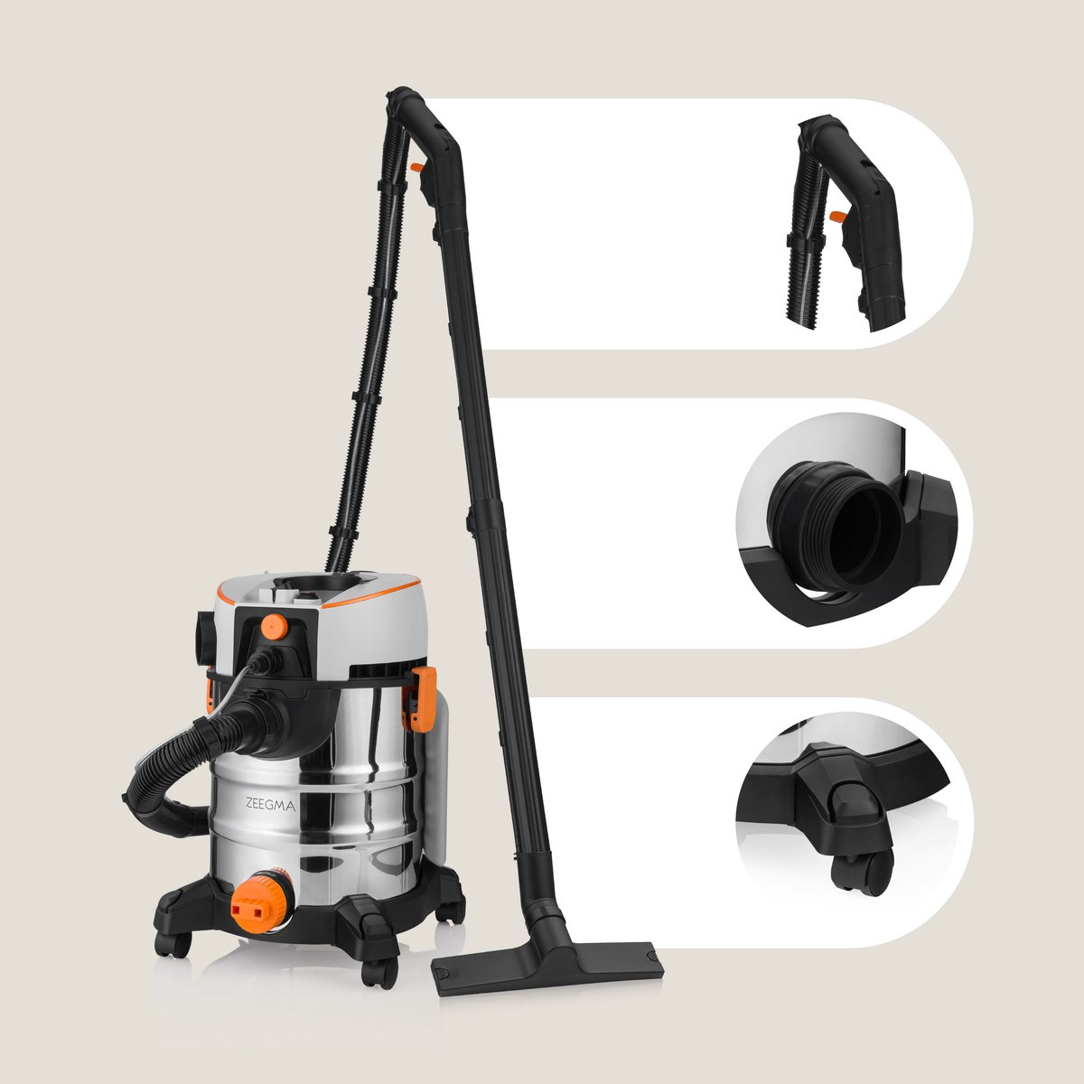 Zeegma Pro Aqua Silver 1400W Stofzuiger met Wasfunctie