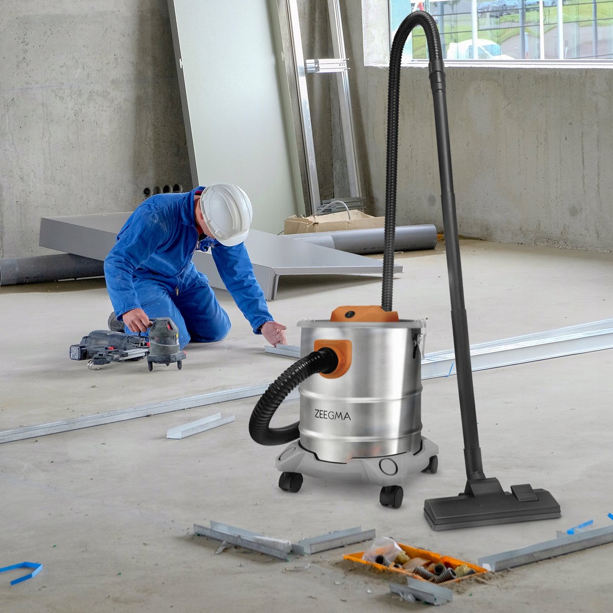 Zeegma PRO ASH 1600W 20L Industriële Stofzuiger