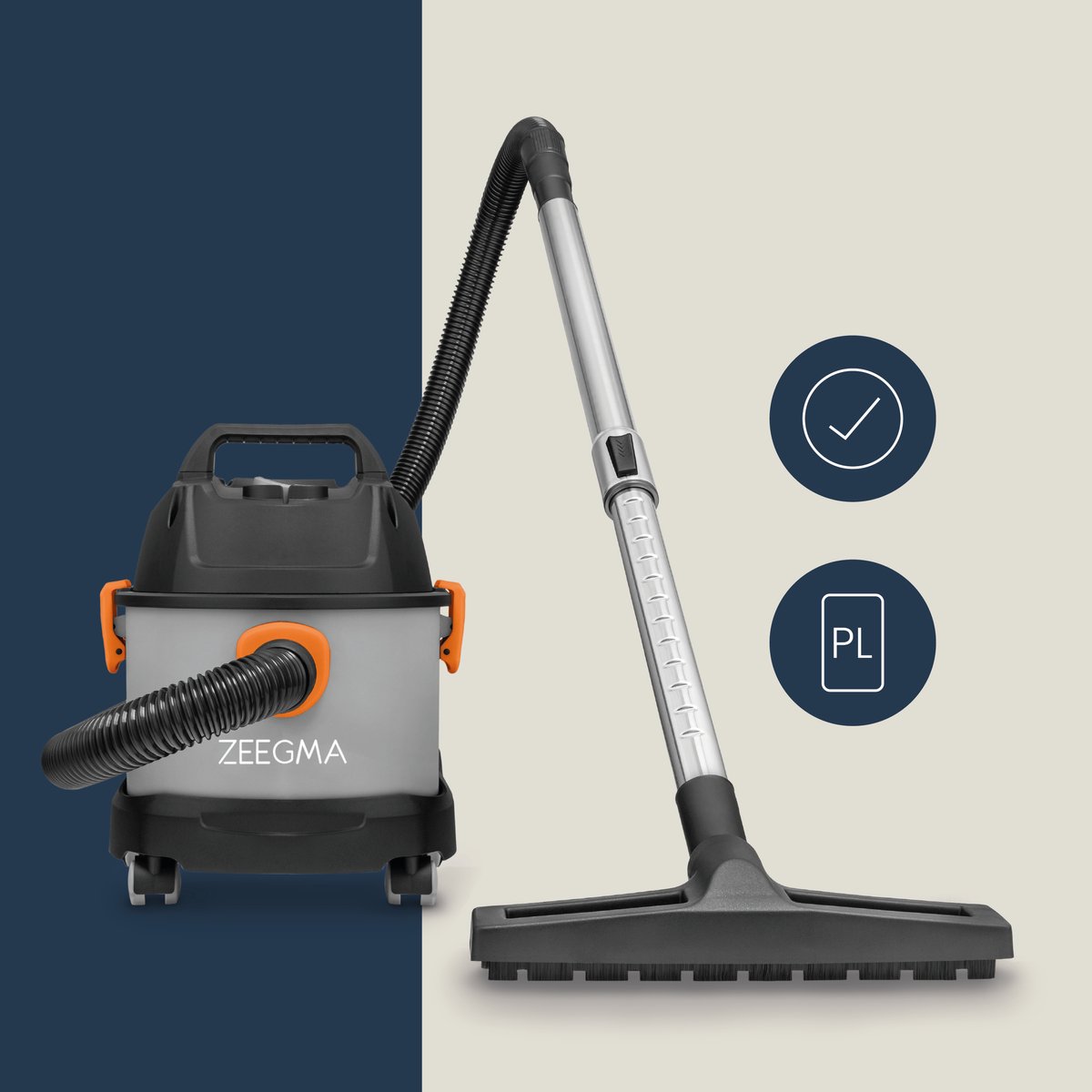 Zeegma Pro Compact Stofzuiger 1000W 6L Met en Zonder Zak