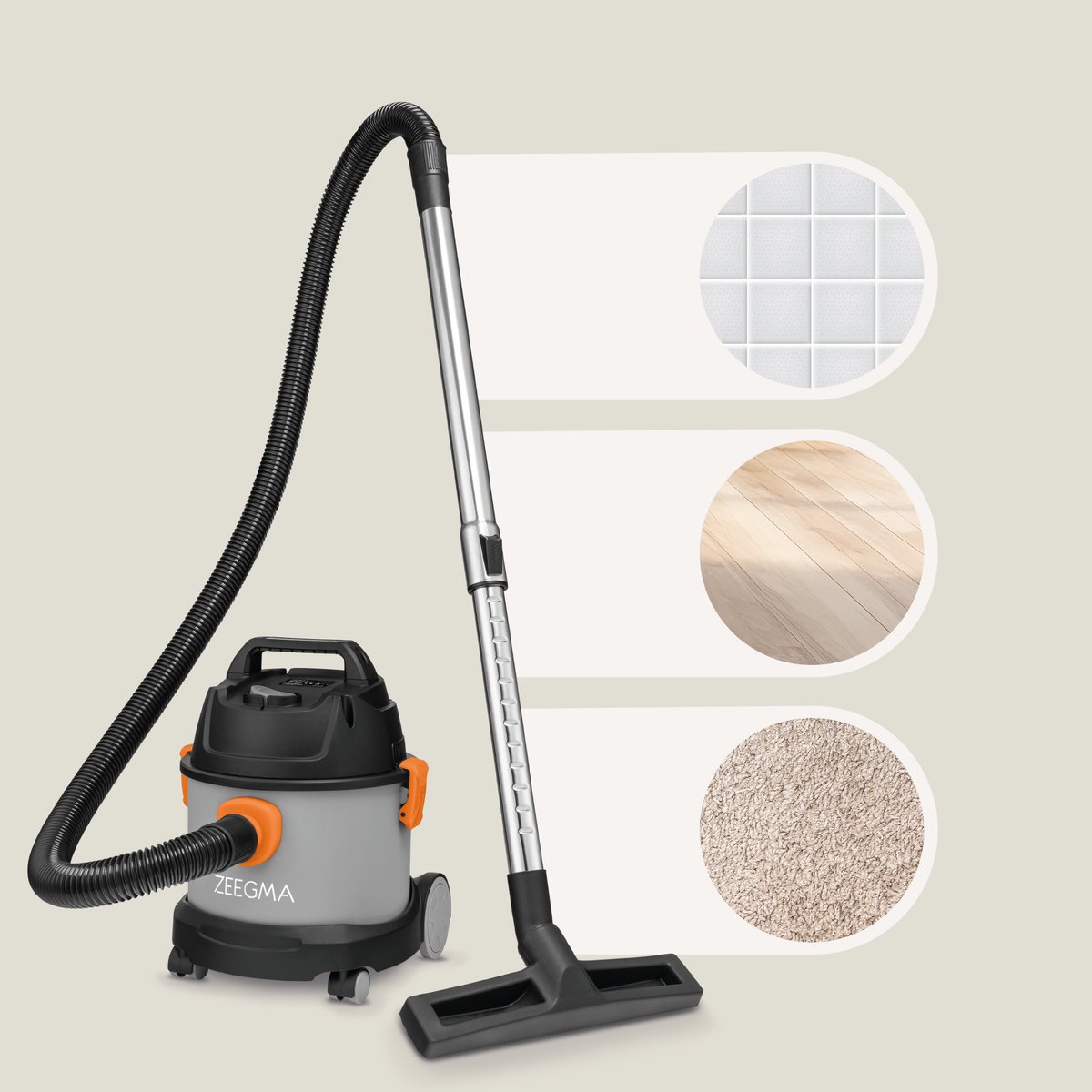 Zeegma Pro Compact Stofzuiger 1000W 6L Met en Zonder Zak