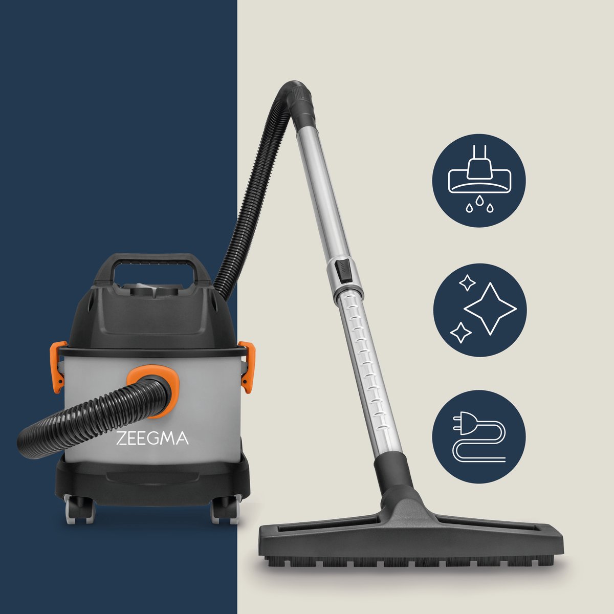 Zeegma Pro Compact Stofzuiger 1000W 6L Met en Zonder Zak