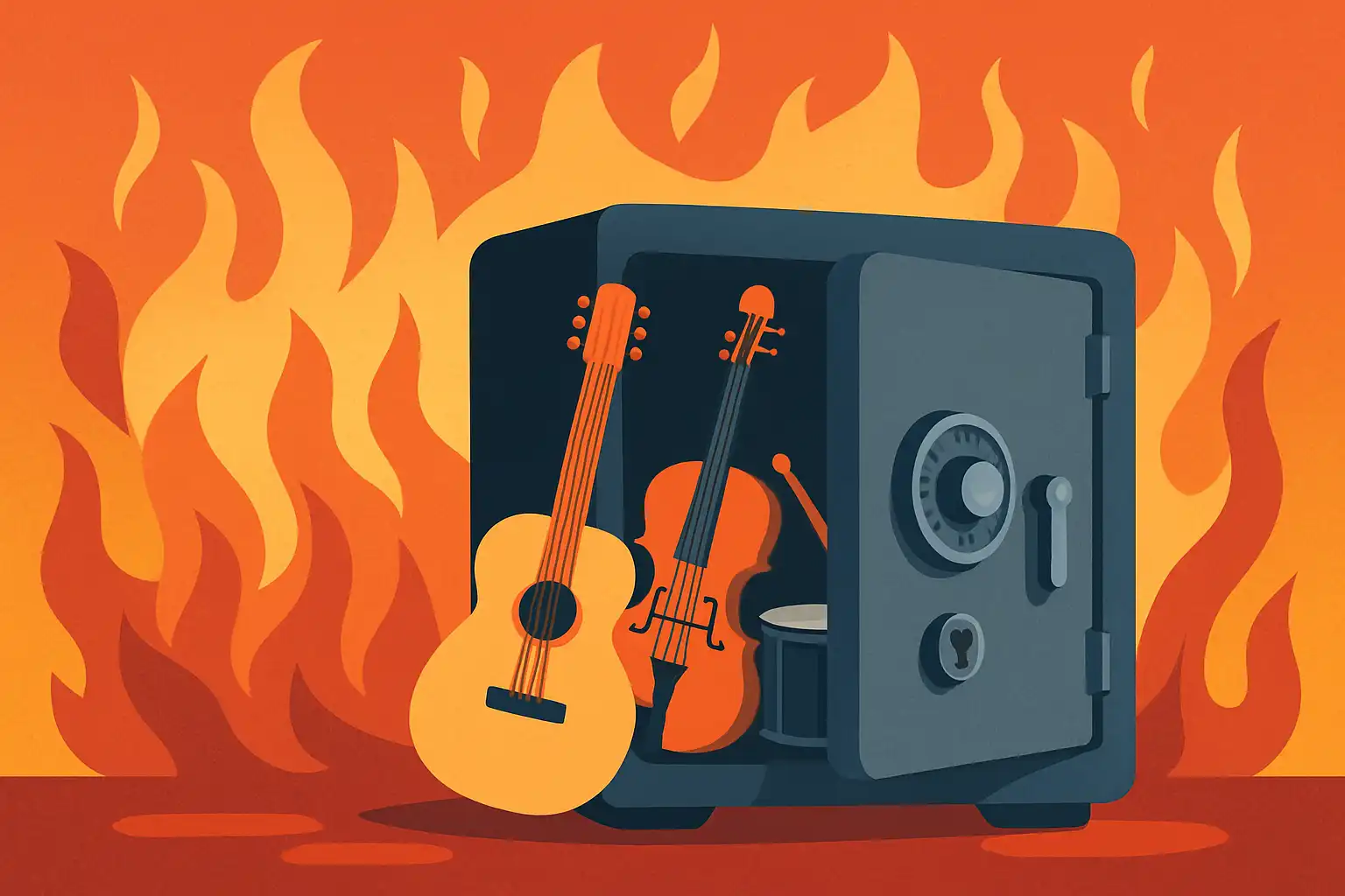 Brandwerende kluis voor muziekinstrumenten: zo bewaar je je gitaar, viool of drumstel veilig bij brand