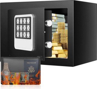 De Kluis voor thuis met vuurvast waterdichte portemonnee- en diefstalveilige elektronische kluis - sleutel en digitaal - kinderwandkluis - meubelkluis - contant geld - medicijnen - sieraden Kluis brandwerend in één oogopslag