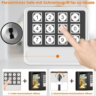 Kluis voor thuis met vuurvast waterdichte portemonnee- en diefstalveilige elektronische kluis - sleutel en digitaal - kinderwandkluis - meubelkluis - contant geld - medicijnen - sieraden Kluis brandwerend