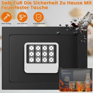 Kluis voor thuis met vuurvast waterdichte portemonnee- en diefstalveilige elektronische kluis - sleutel en digitaal - kinderwandkluis - meubelkluis - contant geld - medicijnen - sieraden Kluis brandwerend